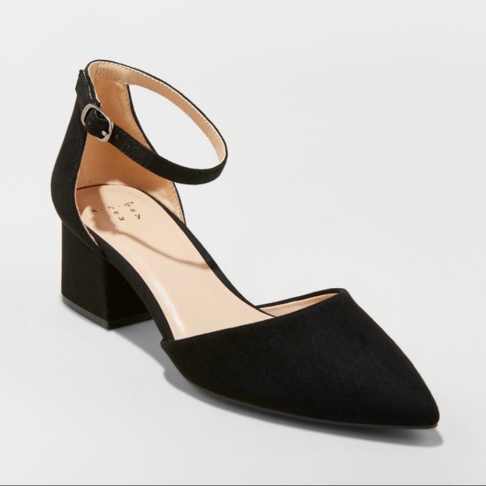 Natalia Microsuede Pointed Toe Block Heel Pumps